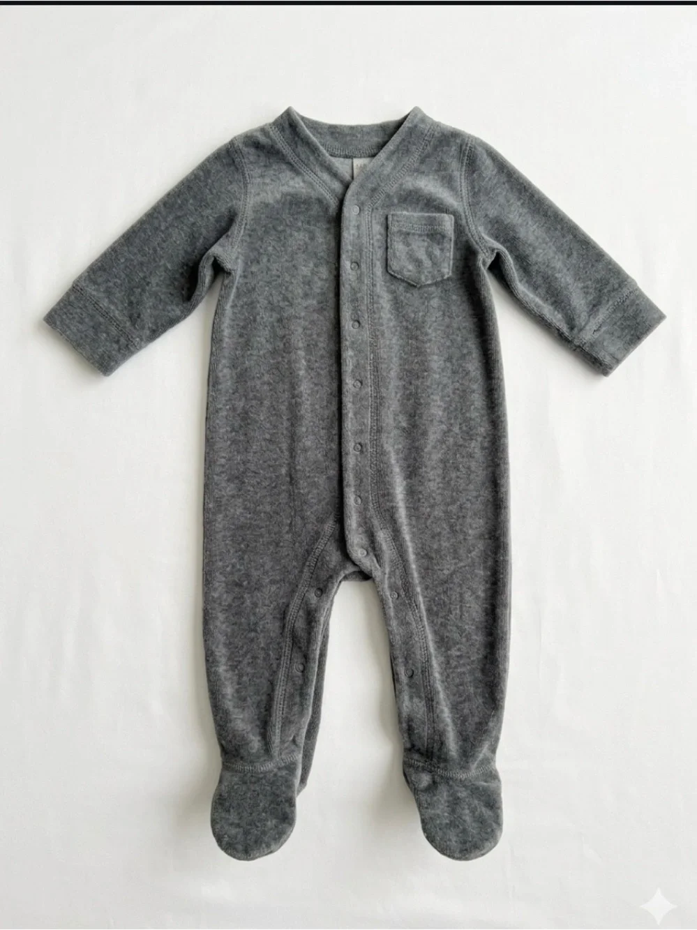 GAP Gray Footed Baby Velour One-Piece Romper
